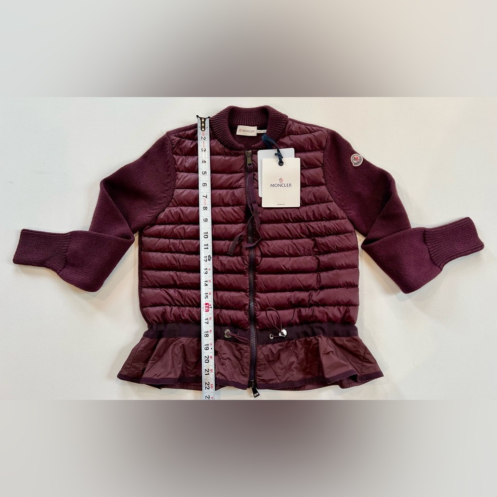 Moncler Burgundy Lightweight Puffer Cardigan Size Small - Picture 8 of 11